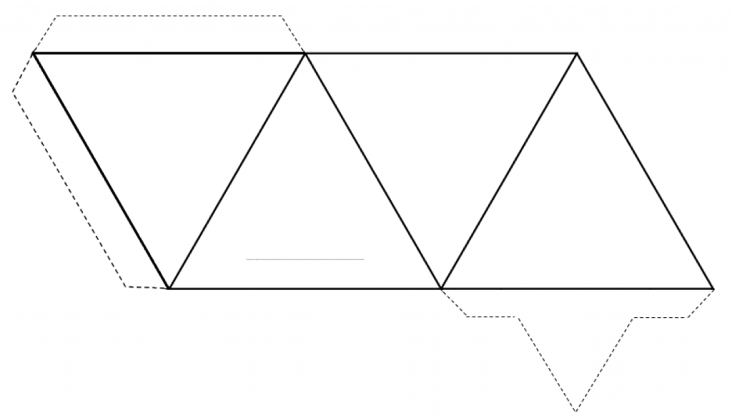 Pattern for a tetrahedron. Source: Steven Earle (2015) CC BY 4.0 [view source](https://opentextbc.ca/geology/wp-content/uploads/sites/110/2015/06/Tetrahedron.png)