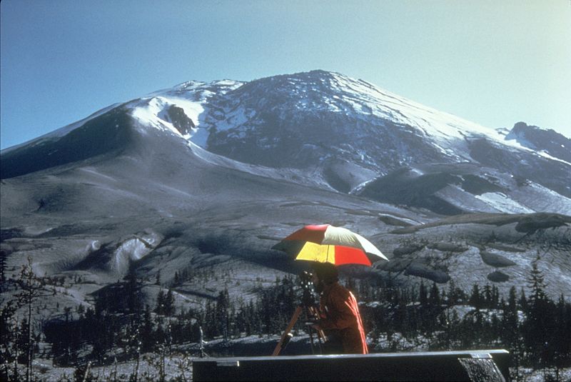 Bulge forming on the north side of Mt. St. Helens, April 27 1980. _Source: P. Lipman, U. S. Geological Survey (1980) Public Domain [view source](https://commons.wikimedia.org/wiki/File:MSH80_bulge_on_north_side_04-27-80.jpg)_