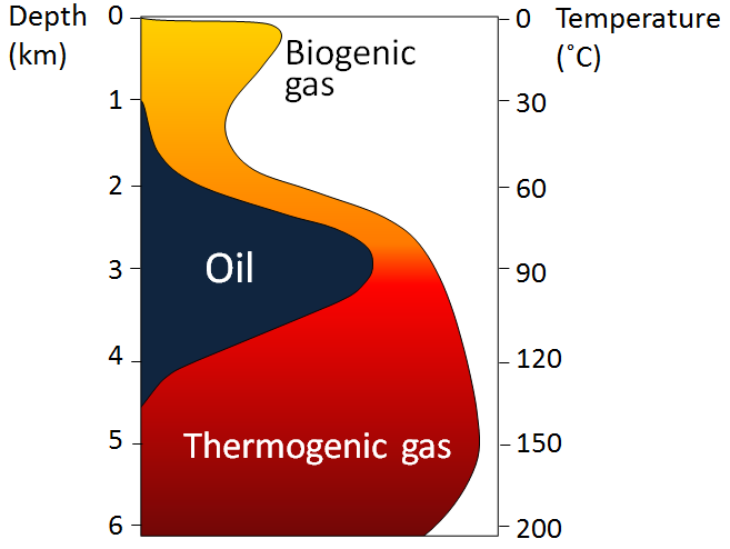 The depth and temperature limits for biogenic gas, oil, and thermogenic gas [SE]