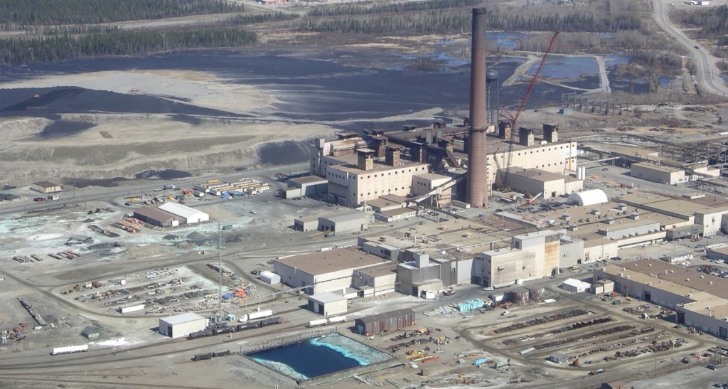 The nickel smelter at Thompson, Manitoba [https://en.wikipedia.org/wiki/Thompson,_Manitoba#/media/File:Vale_Nickel_Mine.JPG]