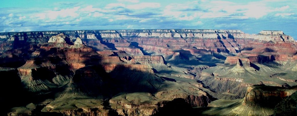 Arizona’s Grand Canyon is an icon for geological time; 1,450 million years are represented by this photo. The light-coloured layers of rocks at the top formed at ~ 250 Ma, and the dark ones at the bottom of the canyon at ~ 1,700 Ma. Source: Steven Earle (2015) CC BY 4.0 [view source](https://opentextbc.ca/geology/wp-content/uploads/sites/110/2015/07/Arizona%E2%80%99s-Grand-Canyon.jpg)