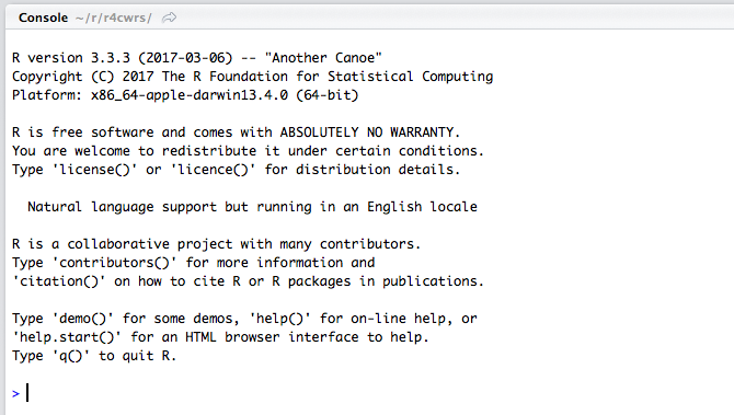 The basic R console.